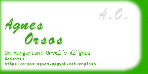 agnes orsos business card